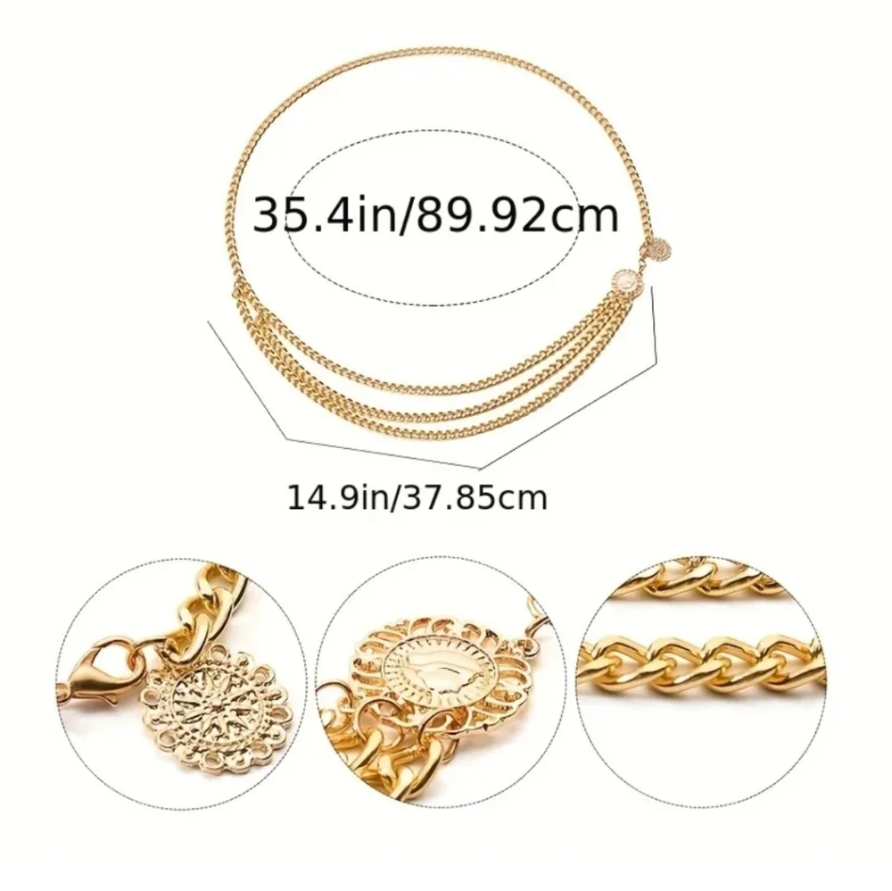 Multilayer Waistchain Sunflower Pendant  Silver/Gold